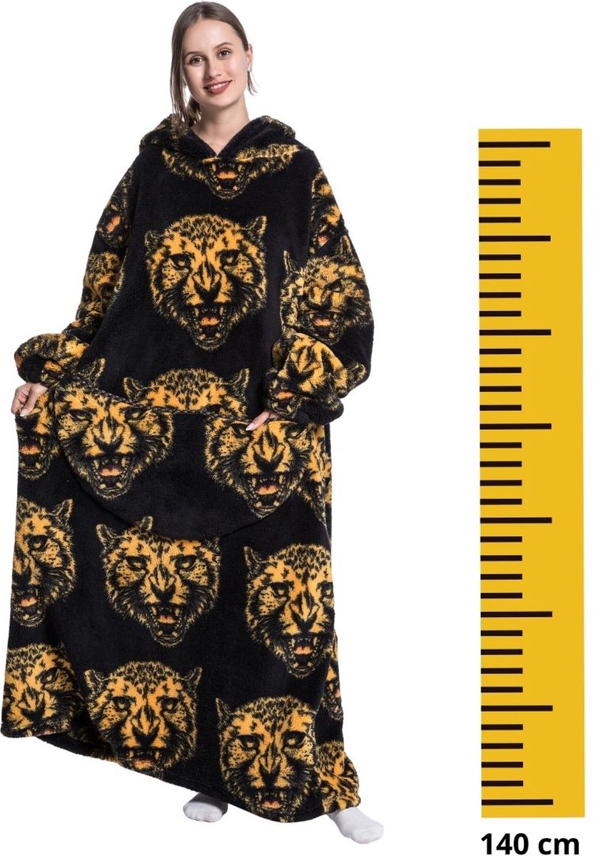 OLAOLA Deken met Mouwen en Capuchon voor Volwassenen, Sherpa Fleece Overmaat Draagbare Deken met Zakken, Zacht Warm Knus Unisex (Pinguïn