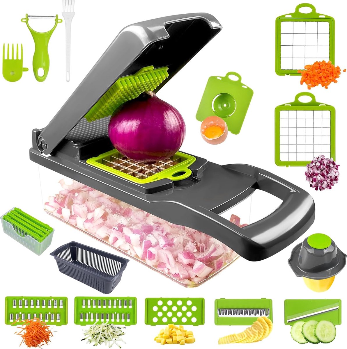 Groentesnijder met verschillende mesjes - Mandoline - Uiensnijder / Vegetable chopper