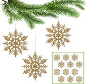 Zilveren sterren, sneeuwvlokken voor de kerstboom, kerstboomversiering 10 cm, 12 st.