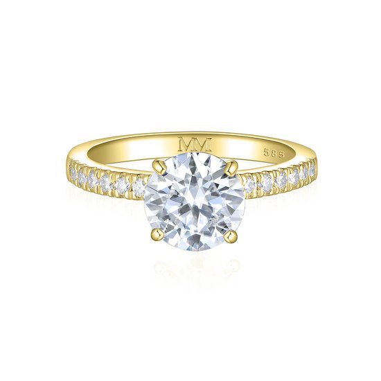 Finesse - 14k Geelgouden Moissanite Verlovingsring met Zijstenen - 5 karaat