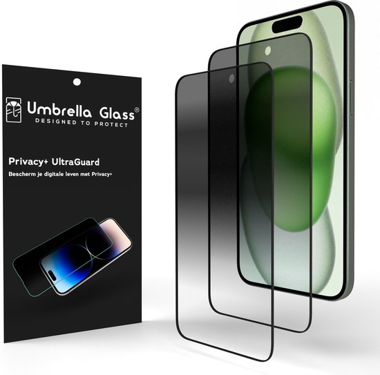 Umbrella Glass PrecisionGuard Privacy Screenprotector - Geschikt voor iPhone 15 - 15 Pro