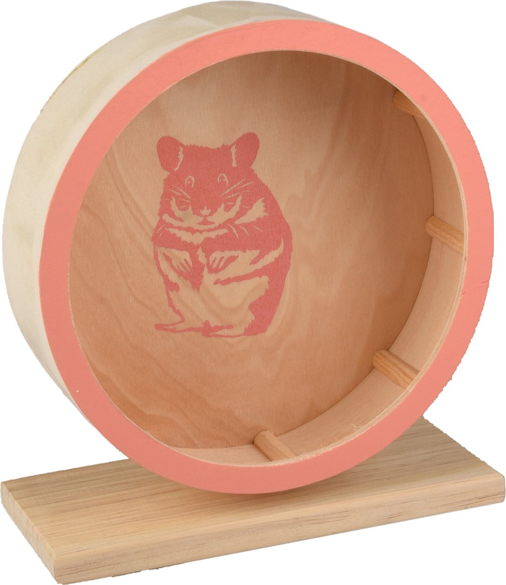 Flamingo Danco - Speelgoed Knaagdier - Ks Looprad Danco Hout Zalm Roze M Dia. 20cm - 1st - 127179 - 1st