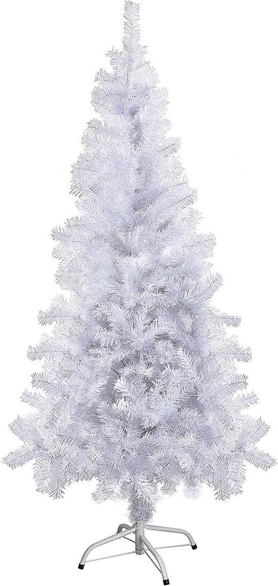 Kunstkerstboom, 120/150/180 cm, met standaard van ijzer, pvc-materiaal, 150 cm, 400 tips, wit
