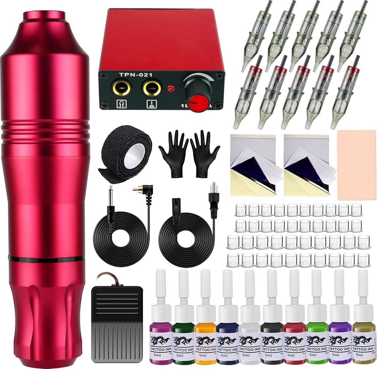 Tattoo Machine voor Professionals - Krachtige Tattoo Pen met Cartridge Systeem - Precisie Tattoo Apparaat voor Potentiële Kunstenaars - Inclusief Accessoires