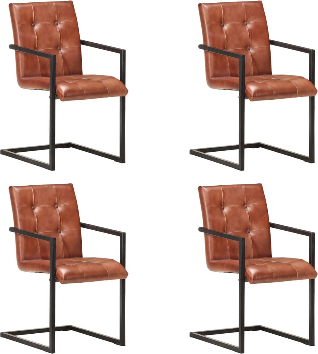 vidaXL - Eetkamerstoelen - 4 - st - echt - leer - bruin