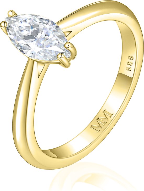Liana - 18k Geelgouden Marquise Solitair Moissanite Ring - 1 karaat