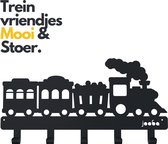 Kinderkapstok trein - Kinderkamer - 5 Haken - Kapstok met trein - Babykameraccessoires - Locomotief - Zwart - Wandkapstok - Met bevestigingsmateriaal