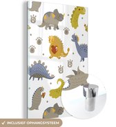 MuchoWow® Glasschilderij 100x150 cm - Schilderij acrylglas - Dinosaurus - Kinderen - Design - Jongens - Meisjes - Kinderen - Foto op glas - Schilderijen