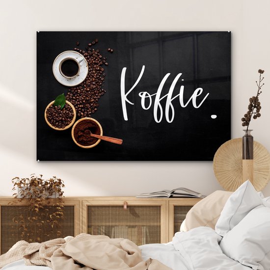 MuchoWow® Peinture sur verre 90x60 cm - Peinture sur verre acrylique - Dictons - Café - Citations - Photo sur verre - Peintures