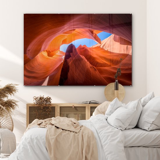 MuchoWow® Peinture sur verre 180x120 cm - Peinture sur verre - Formations rocheuses dans l'Antelope Canyon - Photo sur verre acrylique - Peintures