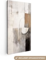 Canvas Schilderij Abstracte kunst - Industrieel - Wit - Grijs - 40x80 cm - Wanddecoratie