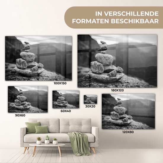 MuchoWow® Peinture sur verre 180x120 cm - Peinture sur verre - Pierres d'équilibrage en Norvège - Photo sur verre acrylique - Peintures