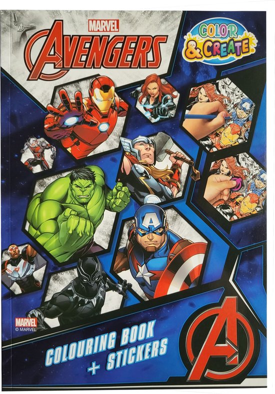Marvel Avengers Kleurboek Met Stickers - Multicolor - Kleurboek - Papier - 4 Sticker Sheets - 256 Kleurpagina's