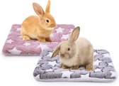 2 stuks kleine dieren bed mat - pluizig fleece konijn bed, huisdier pad mat voor konijn cavia eekhoorn hamster (S)