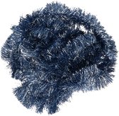 Kerstslinger - donkerblauw - glans - folie/lametta - 270 x 7 cm - kerstversiering
