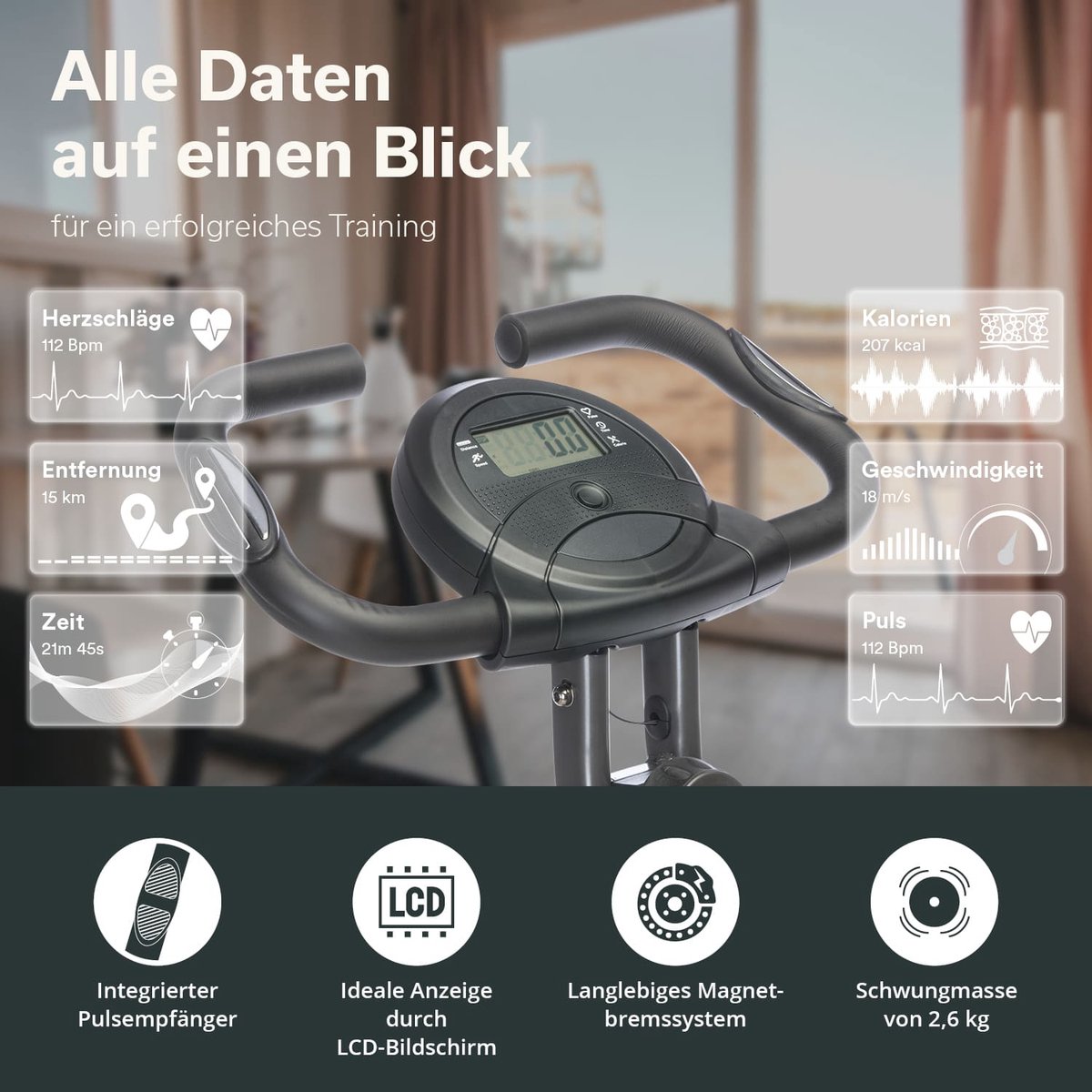 Skandika Foldaway X-1000 Hometrainer opvouwbaar met - afbeelding 2