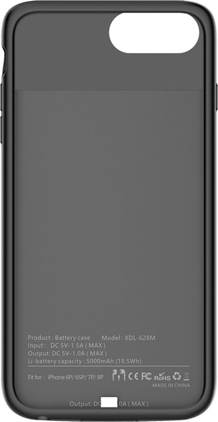 Chargeur de batterie externe portatif rechargeable pour iPhone 6/6s/7/8  (4.7 po), 5000 mAh, noir