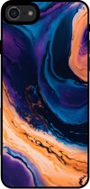 Smartphonica Telefoonhoesje voor iPhone SE(2020-2022) marmer look - backcover marmer hoesje - Blauw / TPU / Back Cover geschikt voor Apple iPhone SE (2020)