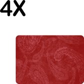 BWK Stevige Placemat - Rood - Patroon - Achtergrond - Set van 4 Placemats - 35x25 cm - 1 mm dik Polystyreen - Afneembaar