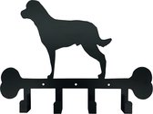 Sleutelrekje - Hondenriem en Sleutelhouder - 4 Haakjes - Hond - Zwart - Metaal