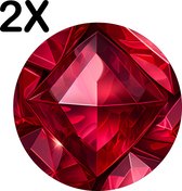 BWK Flexibele Ronde Placemat - Prachtige Rode Robijn - Ruby - Edelsteen - Set van 2 Placemats - 50x50 cm - PVC Doek - Afneembaar