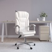 The Living Store Chaise de Bureau Ajustable - 63x56 cm - Simili Cuir Durable - Dossier et Repose-Pieds réglables - Wit