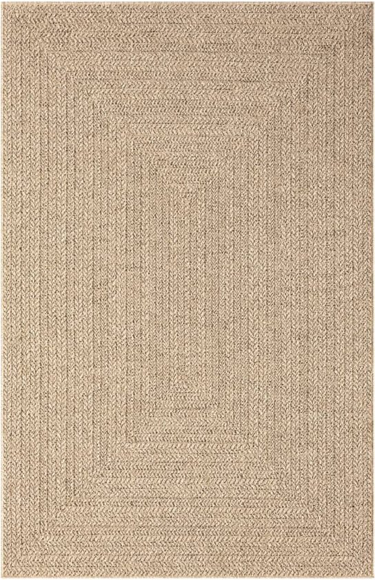 the carpet Kansas - stevige binnen- en buitentapijt in natuurlijke jute-look, weerbestendig, geschikt voor terras en tuin, ruitpatroon, Natuur, 140 x 200 cm