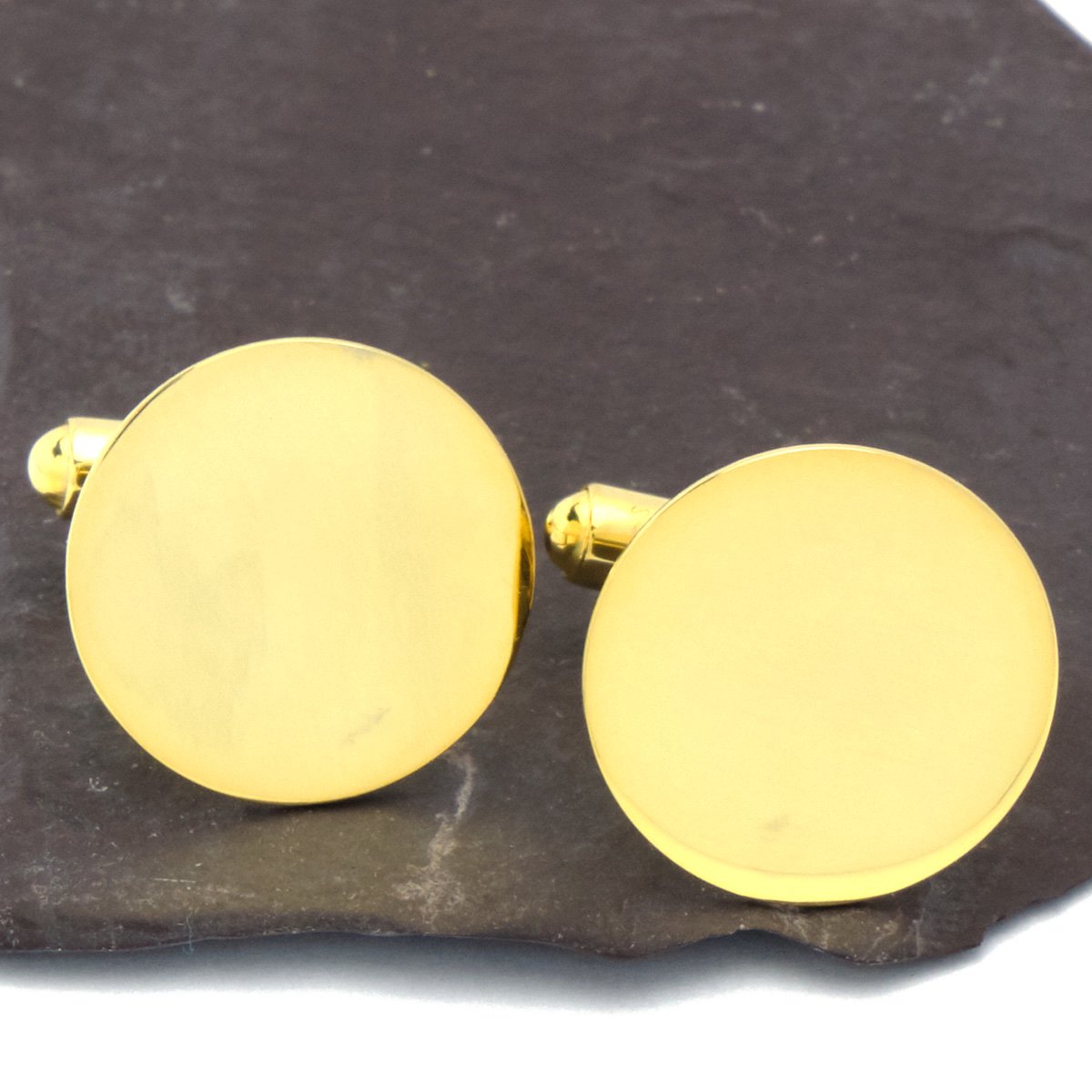 Manchetknopen - Echt Zilver 925 Rond Goud Spiegelend