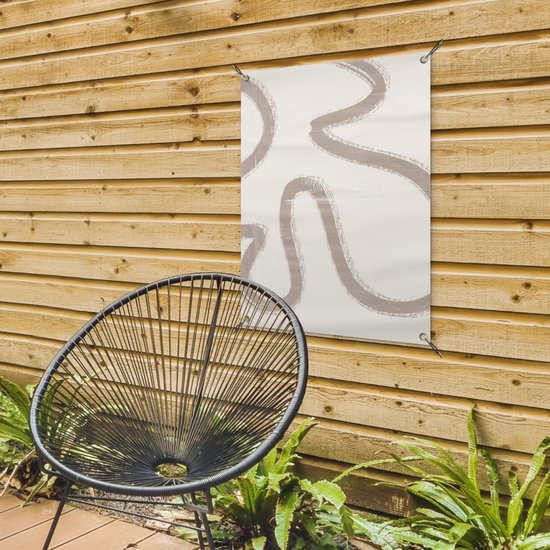 Tuinposter 60x80 cm - Tuindecoratie Moderne kunst - Beige - Abstract - Poster voor in de tuin - Buiten decoratie - Schutting tuinschilderij - Tuindoek muurdecoratie - Wanddecoratie balkondoek