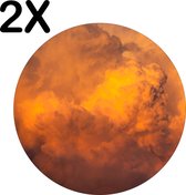 BWK Flexibele Ronde Placemat - Oranje - Wolken - Lucht - Set van 2 Placemats - 40x40 cm - PVC Doek - Afneembaar