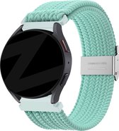Bandz universeel 20mm gevlochten nylon band geschikt voor Samsung Galaxy Watch Active 1/2 40 & 44mm / Watch 1 42mm / Watch 3 41mm / Gear Sport / Polar Ignite 1-2-3 / Unite / Pacer - Hoogwaardig rekbaar nylon bandje - turquoise