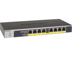 NETGEAR GS108LP Non-géré Gigabit Ethernet (10/100/1000) Connexion Ethernet, supportant l'alimentation via ce port (PoE) 1U Noir, Gris