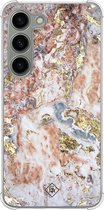 Casimoda® hoesje - Geschikt voor Samsung Galaxy S23 - Marble Rosegold - Shockproof case - Extra sterk - Siliconen/TPU - Rosekleurig, Transparant
