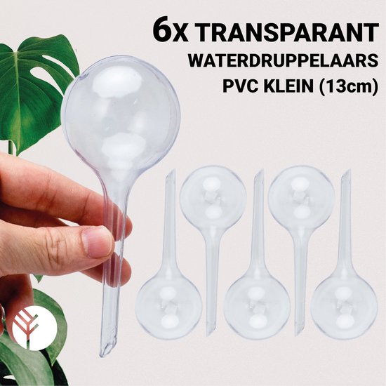 Waterdruppelaar Transparant Set van 6 Stuks voor Planten – Waterdruppelaar Klein (13cm) – Automatisch Watergeefsysteem voor Kamerplanten – Planten Watergever met Druppelsysteem