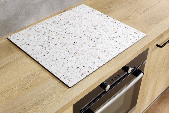 Protection induction - Granit Wit - 59x51 cm - Protection induction - Plaque de protection induction - Tapis induction - Antidérapant - Décoration Cuisine - Accessoires de vêtements pour bébé Cuisine