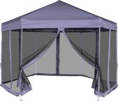 The Living Store Prieel Gepoedercoat Staal - 3.6x3.1x2.8m - Donkerblauw - Inclusief 6 zijwanden - Eenvoudige montage