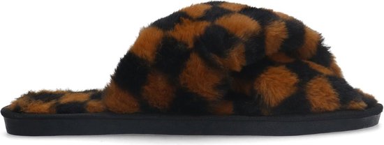 Sacha - Dames - Bruine cross strap pantoffel slippers