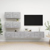 The Living Store Hangende Tv-meubelset Betongrijs - Spaanplaat - 80 x 30 x 30 cm - 100 x 30 x 30 cm