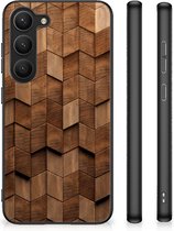 Houten Print Telefoonhoesje geschikt voor Samsung Galaxy S23 Wooden Cubes