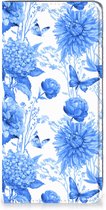 Smart Cover voor Geschikt voor Samsung Galaxy S23 Flowers Blue