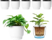 Bloempotten set L - Zelfbewaterende Plantenbak - Plantenbakken voor Binnen - Plantenpot set 6stuks - Ф15cm - Wit