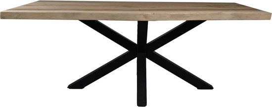 Table à manger rectangulaire - 200x80-100x78 - Naturel/noir - Munggur/métal
