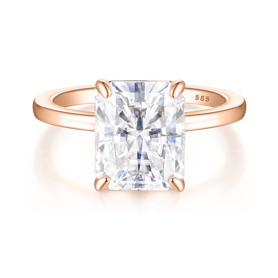 Radiana - 18k Roségouden Radiant Solitaire Moissanite Ring - 1.8 karaat ...