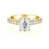 Fiorenza - Bague Ring intemporelle en or jaune 18 carats avec bande pavée et détail de la galerie - 0,5 carat