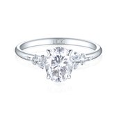 Ovaline - 18k Witgouden Ovaal Moissanite Ring met Minimalistische Zijstenen - 1.5 karaat