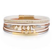 Bracelet Multi élégant Wit avec fermeture magnétique – Bracelet manchette en cuir élégant pour femme 19,5 cm – Cadeau Perfect pour un anniversaire, la fête des mères, la Saint-Valentin, le Nouvel An et Noël