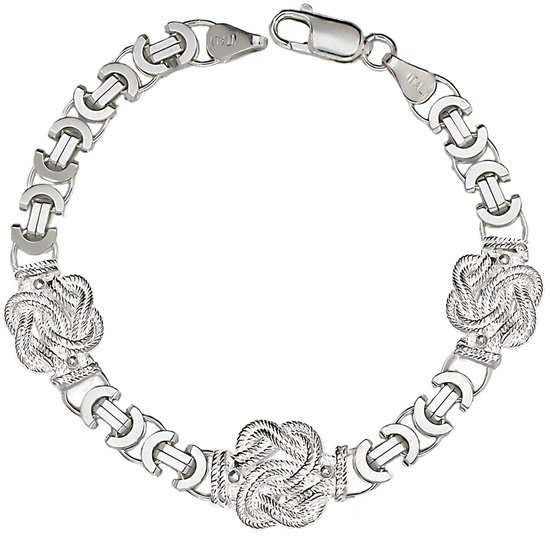 Juwelier Zwartevalk zilveren platte koningsschakel armband met mattenklopper - ET 80-M/23cm