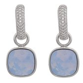 Behave Oorhangers dames – zilverkleurig – transparante en blauwe kristallen - stijlvolle vrouwen oorhangers zilver - sieraden - luxe giftbox - geschenkdoos - cadeau doos - exclusieve geschenkverpakking - mooie cadeauverpakking
