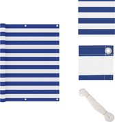 vidaXL Balkonscherm - Oxford stof - Waterbestendig - 120 x 300 cm - Wit/blauw - Parasol