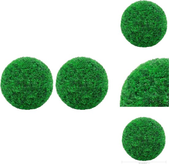 vidaXL Kunstbuxusbollen - Set van 2 - 52 cm - Groene polyethyleen - Kunstplant